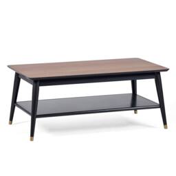 Cheshire Balmoral Modern Coffee Table With Shelf in Walnut & Black - thumbnail 1