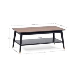 Cheshire Balmoral Modern Coffee Table With Shelf in Walnut & Black - thumbnail 3
