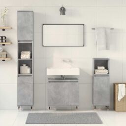 Berkfield Home 3 Piece Bathroom Furniture Set Concrete Grey Engineered Wood - thumbnail 3
