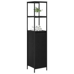 Berkfield Home Bathroom Cabinet with Shelves Black Oak 36x35x165 cm - Size: 36 x 35 x 165 cm - thumbnail 4