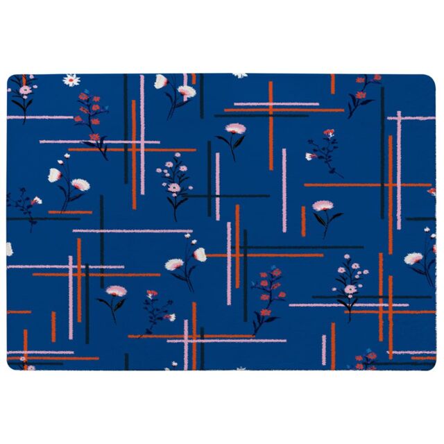 Benjamin Tate Design Flowers With Check Grid For Fashion Designer Rug in Natural - Size: Large - image 1