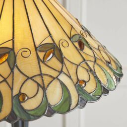 Loops 1.6m Tiffany Twin Floor Lamp Dark Bronze & Amber Stained Glass Shade i00017 in Clear - thumbnail 3