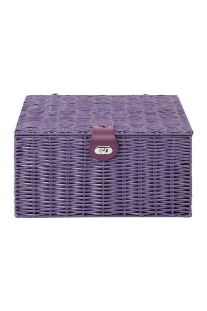 Arpan Resin Woven Hamper Storage Basket Boxes in Purple - Size: Medium - image 1