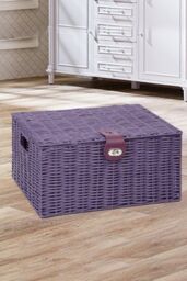 Arpan Resin Woven Hamper Storage Basket Boxes in Purple - Size: Medium - thumbnail 3