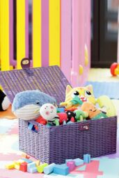Arpan Resin Woven Hamper Storage Basket Boxes in Purple - Size: Medium - thumbnail 4