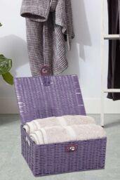 Arpan Resin Woven Hamper Storage Basket Boxes in Purple - Size: Medium - thumbnail 5