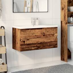 Berkfield Home Sink Cabinet with Built-in Basin Old Wood in Brown - thumbnail 3