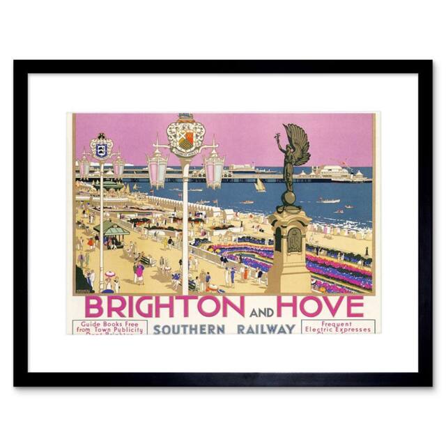 "Wee Blue Coo Brighton Hove Sussex Beach Resort Travel Artwork Framed Wall Art Print - Size: W12"" x H16""" - image 1