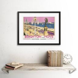 "Wee Blue Coo Brighton Hove Sussex Beach Resort Travel Artwork Framed Wall Art Print - Size: W12"" x H16""" - thumbnail 2