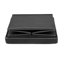 Home Source Folding Ottoman Chest Black Faux Leather Solid Sturdy Storage - thumbnail 6