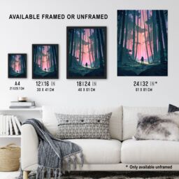 Artery8 Wall Art Print Samurai Master in Bamboo Forest at Dawn Concept Painting Pastel Colour Pink Blue Green Warrior Practicing Martial Arts in - thumbnail 3