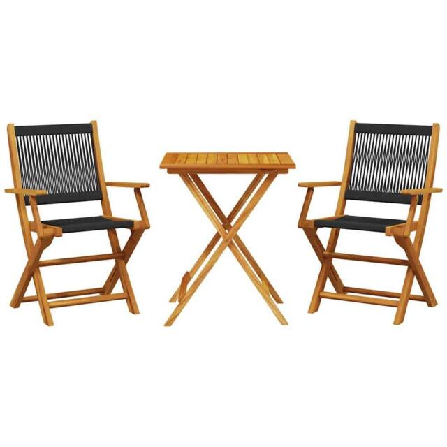 Berkfield Home 3 Piece Bistro Set Black Polypropylene & Solid Wood - image 1