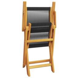 Berkfield Home 3 Piece Bistro Set Black Polypropylene & Solid Wood - thumbnail 7
