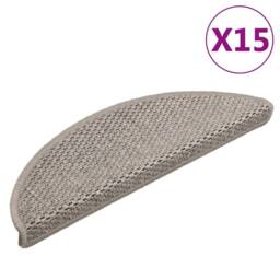 Berkfield Home Stair Mats Self-adhesive Sisal-Look 15 pcs 56x17x3 cm Silver in Taupe - Size: Medium - thumbnail 2