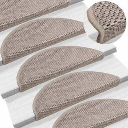 Berkfield Home Stair Mats Self-adhesive Sisal-Look 15 pcs 56x17x3 cm Silver in Taupe - Size: Medium - thumbnail 6