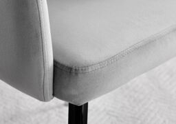 FurnitureboxUK Set of 2 Calla Deep Padded Dining Chairs Upholstered in Soft Velvet With Black Metal Legs in Grey - thumbnail 8