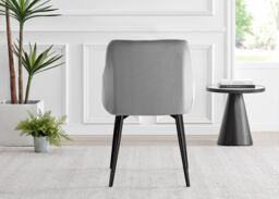 FurnitureboxUK Set of 2 Calla Deep Padded Dining Chairs Upholstered in Soft Velvet With Black Metal Legs in Grey - thumbnail 5