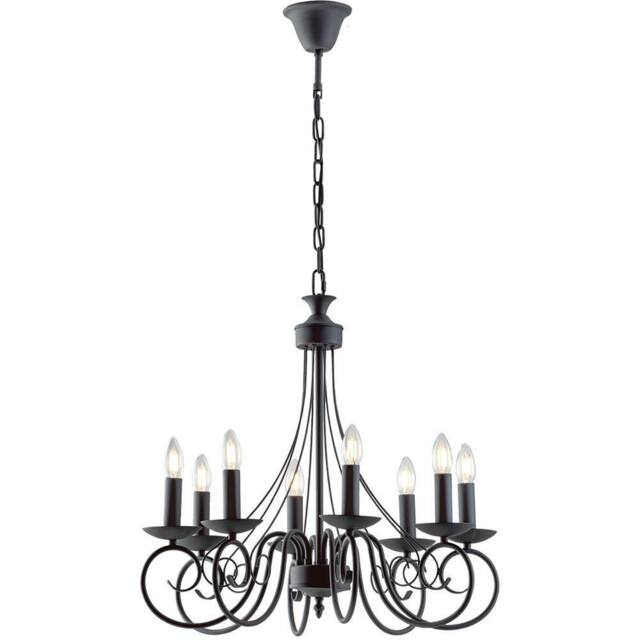 Netlighting BEATRICE 8 Light Chandeliers Anthracite 63x57cm in Black - Size: 63x57 cm