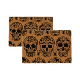 Nicola Spring Halloween Coir Door Mats - 60 x 40cm - Day of the Dead - Set of 2 - Size: 40 cm x 60 cm - thumbnail 1