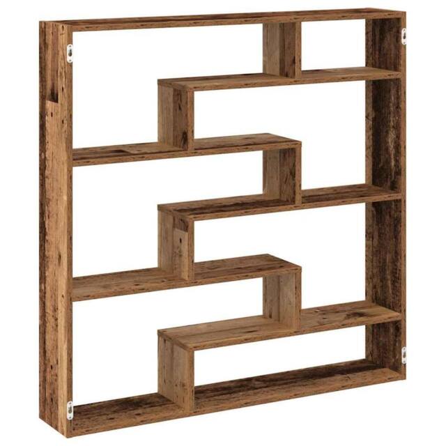 Berkfield Home Wall Cube Shelf 7 Compartments Old Wood Engineered Wood in Brown - image 1