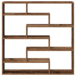 Berkfield Home Wall Cube Shelf 7 Compartments Old Wood Engineered Wood in Brown - thumbnail 4