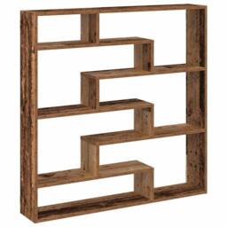Berkfield Home Wall Cube Shelf 7 Compartments Old Wood Engineered Wood in Brown - thumbnail 6