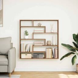 Berkfield Home Wall Cube Shelf 7 Compartments Old Wood Engineered Wood in Brown - thumbnail 3