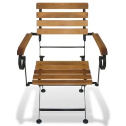 Berkfield Home Folding Garden Chairs 2 pcs Steel & Solid Acacia Wood in Brown - thumbnail 3