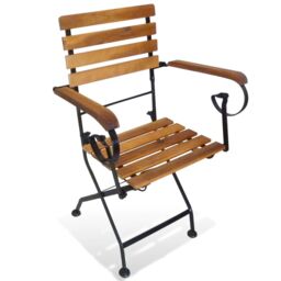 Berkfield Home Folding Garden Chairs 2 pcs Steel & Solid Acacia Wood in Brown - thumbnail 2