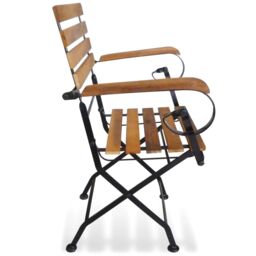 Berkfield Home Folding Garden Chairs 2 pcs Steel & Solid Acacia Wood in Brown - thumbnail 4