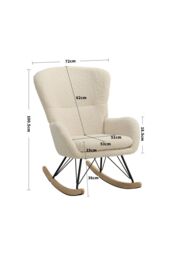 Living and Home Modern Faux Wool Rocking Chair in Beige - thumbnail 6