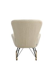 Living and Home Modern Faux Wool Rocking Chair in Beige - thumbnail 4