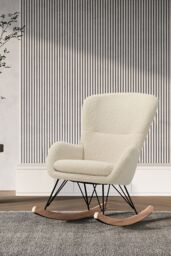 Living and Home Modern Faux Wool Rocking Chair in Beige