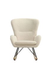 Living and Home Modern Faux Wool Rocking Chair in Beige - thumbnail 2