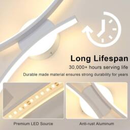 COMELY Indoor Wall Lights, 20W Curved Acrylic Wall Lights, Warm White 3000K - thumbnail 5