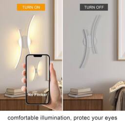 COMELY Indoor Wall Lights, 20W Curved Acrylic Wall Lights, Warm White 3000K - thumbnail 6