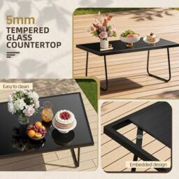 Gartistgo 4 Piece Garden Furniture Set with Loveseat, Chairs & Glass Table in Dark Grey - thumbnail 6