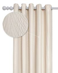 New Edge Blinds Wave Woven Jacquard Curtains in Navy in Cream - Size: 168 cm width x 183 cm drop - thumbnail 2