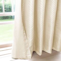 New Edge Blinds Wave Woven Jacquard Curtains in Navy in Cream - Size: 168 cm width x 183 cm drop - thumbnail 3