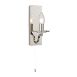 Loops Polished Nickel Bathroom Wall Light & Clear Crystal Detailing Decorative Sconce in Metallics - thumbnail 1