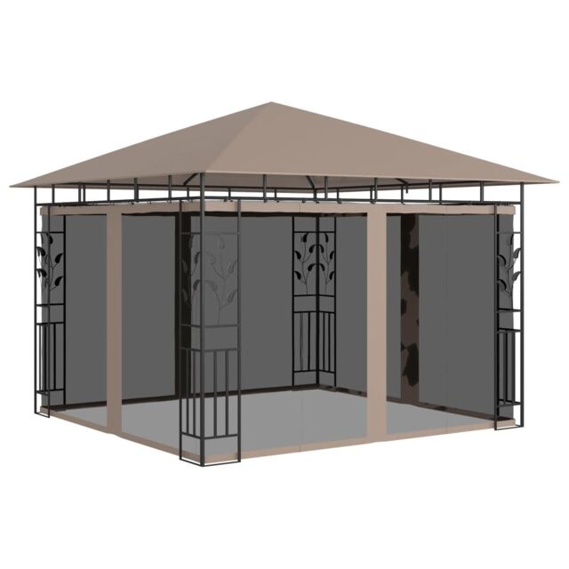 Berkfield Home Gazebo with Mosquito Net 3x3x2.73 m Taupe 180 g/m ² in Beige - image 1