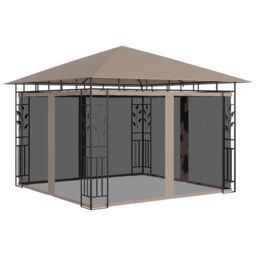 Berkfield Home Gazebo with Mosquito Net 3x3x2.73 m Taupe 180 g/m ² in Beige - thumbnail 1
