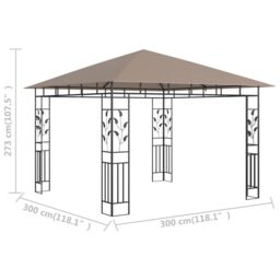 Berkfield Home Gazebo with Mosquito Net 3x3x2.73 m Taupe 180 g/m ² in Beige - thumbnail 5