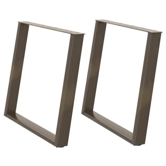 Berkfield Home vidXL Dining Table Legs U-Shaped 2 pcs Natural Steel 80x(72-73) c… in Brown - image 1