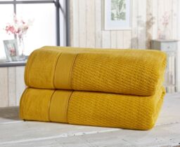 Rapport Home Royal Velvet Pure Cotton 2 Piece Towel Bath Sheet Set (90x140 cm) in Yellow