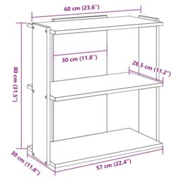 Berkfield Home Bookcase 3-Tier Concrete Grey 60x30x80 cm Engineered Wood - Size: 60 x 30 x 80 cm - thumbnail 9