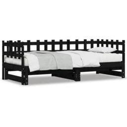 Berkfield Home Pull-out Day Bed Black 2x(80x200) cm Solid Wood Pine - thumbnail 3