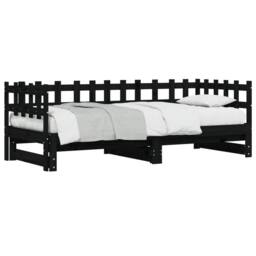 Berkfield Home Pull-out Day Bed Black 2x(80x200) cm Solid Wood Pine - thumbnail 5