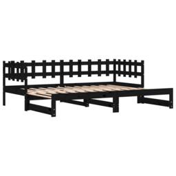 Berkfield Home Pull-out Day Bed Black 2x(80x200) cm Solid Wood Pine - thumbnail 6