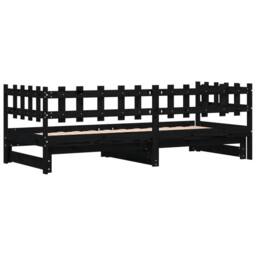 Berkfield Home Pull-out Day Bed Black 2x(80x200) cm Solid Wood Pine - thumbnail 8